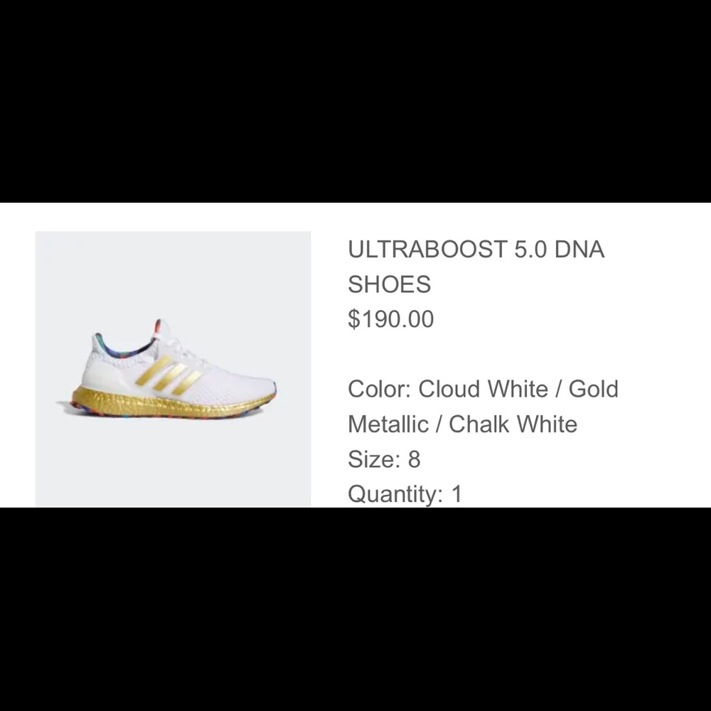 Adidas Ultraboost 5.0 Gold and white